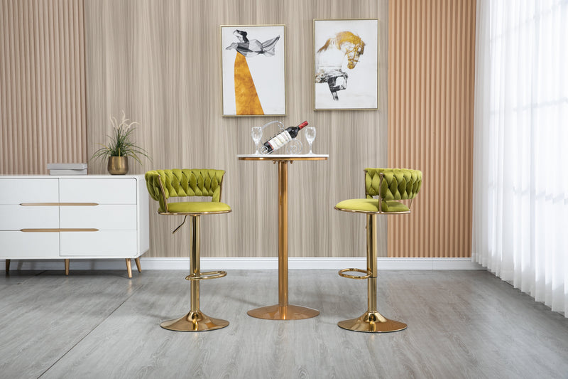 COOLMORE Swivel Bar Stools Set of 2 Adjustable Counter Height Chairs with Footrest for Kitchen, Dining Room 2PC/SET