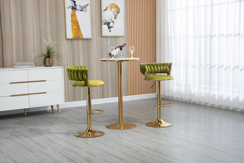 COOLMORE Swivel Bar Stools Set of 2 Adjustable Counter Height Chairs with Footrest for Kitchen, Dining Room 2PC/SET