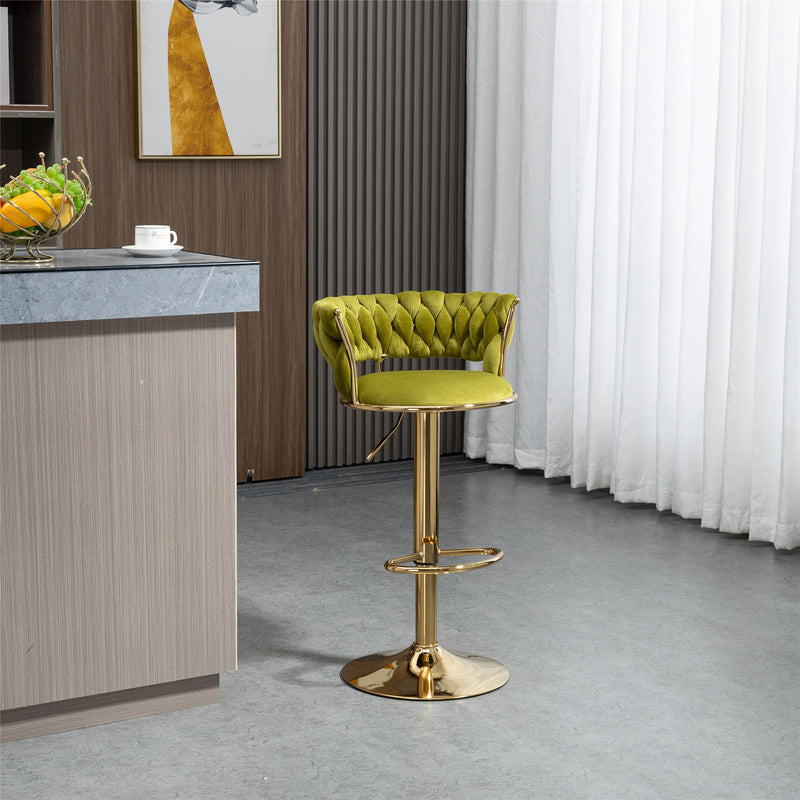 COOLMORE Swivel Bar Stools Set of 2 Adjustable Counter Height Chairs with Footrest for Kitchen, Dining Room 2PC/SET