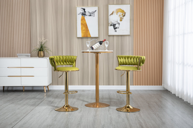 COOLMORE Swivel Bar Stools Set of 2 Adjustable Counter Height Chairs with Footrest for Kitchen, Dining Room 2PC/SET