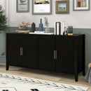 U_Style Modern 4-Vertical Wavy Slatted Doors Sideboard