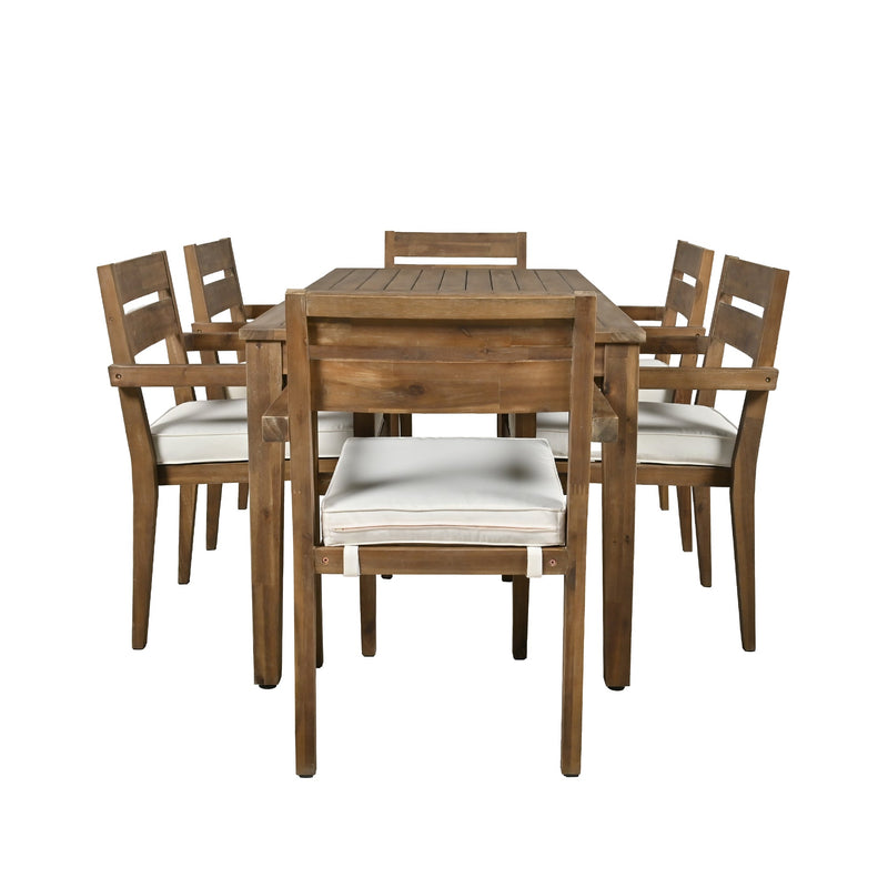 Acacia Wood Outdoor Dining Table And Chairs Suitable For Patio, Balcony Or Backyard