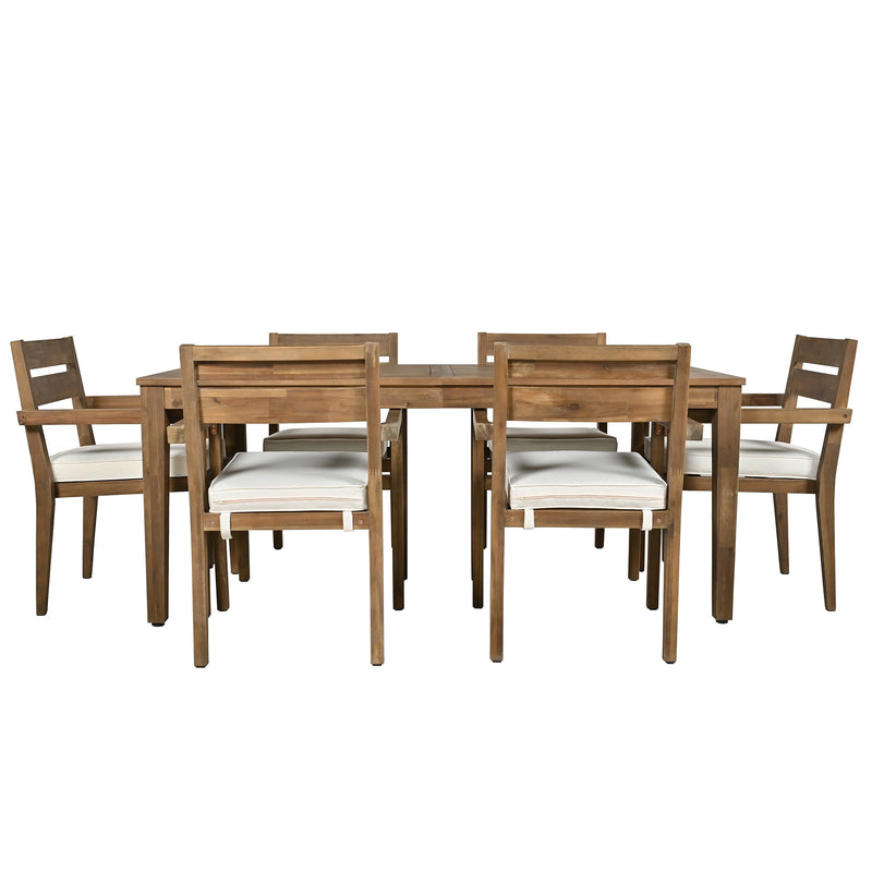 Acacia Wood Outdoor Dining Table And Chairs Suitable For Patio, Balcony Or Backyard