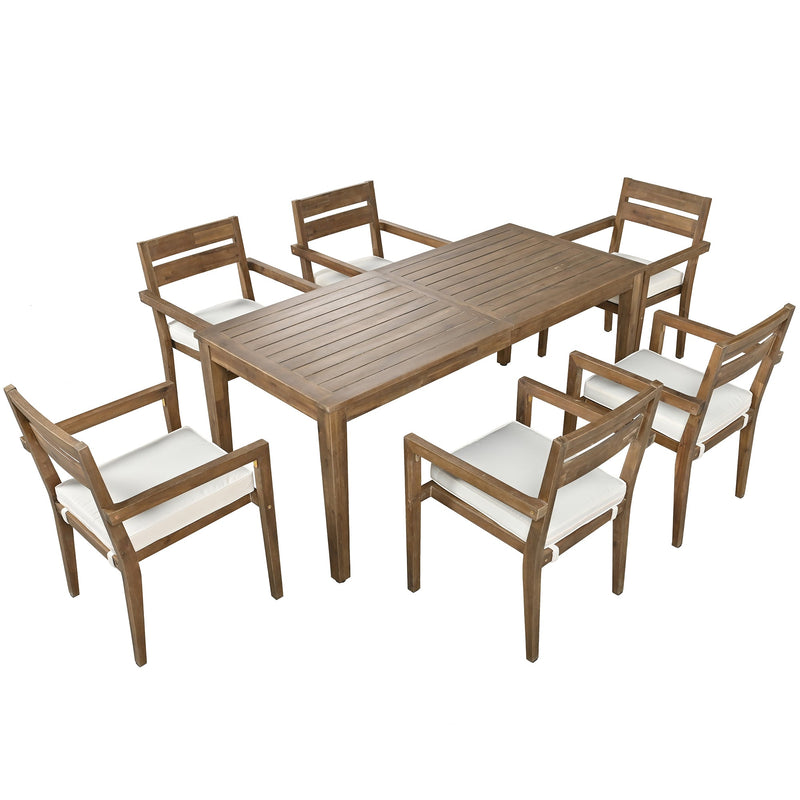Acacia Wood Outdoor Dining Table And Chairs Suitable For Patio, Balcony Or Backyard