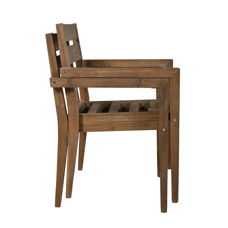 Acacia Wood Outdoor Dining Table And Chairs Suitable For Patio, Balcony Or Backyard