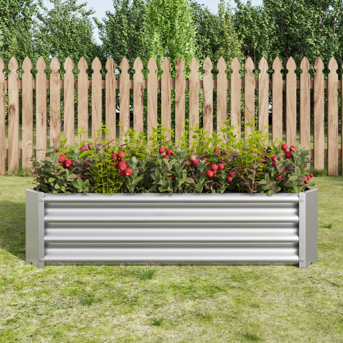 Rectangular Metal Raised Garden Bed for Flowers, Vegetables, and Herbs