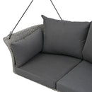 51.9" 2-Person Hanging Seat, Rattan Woven Swing Chair, Porch Swing With Ropes, Gray Wicker And Cushion