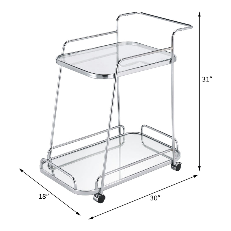 Aegis Serving Cart, Clear Glass & Chrome Finish