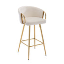 30 Inch Set of 2 Bar Stools,with Chrome Footrest and Base Velvet + Golden Leg Simple Bar Stool,CREAM