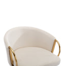 30 Inch Set of 2 Bar Stools,with Chrome Footrest and Base Velvet + Golden Leg Simple Bar Stool,CREAM