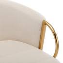 30 Inch Set of 2 Bar Stools,with Chrome Footrest and Base Velvet + Golden Leg Simple Bar Stool,CREAM