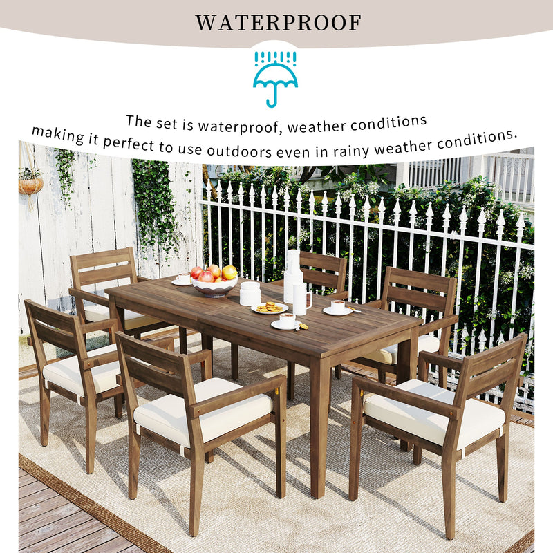 Acacia Wood Outdoor Dining Table And Chairs Suitable For Patio, Balcony Or Backyard