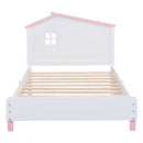 3-Pieces Bedroom Sets Twin Size Platform Bed with Nightstand and Storage dresser,White+Pink