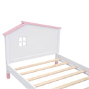 3-Pieces Bedroom Sets Twin Size Platform Bed with Nightstand and Storage dresser,White+Pink
