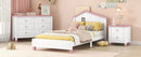 3-Pieces Bedroom Sets Twin Size Platform Bed with Nightstand and Storage dresser,White+Pink
