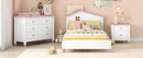 3-Pieces Bedroom Sets Twin Size Platform Bed with Nightstand and Storage dresser,White+Pink