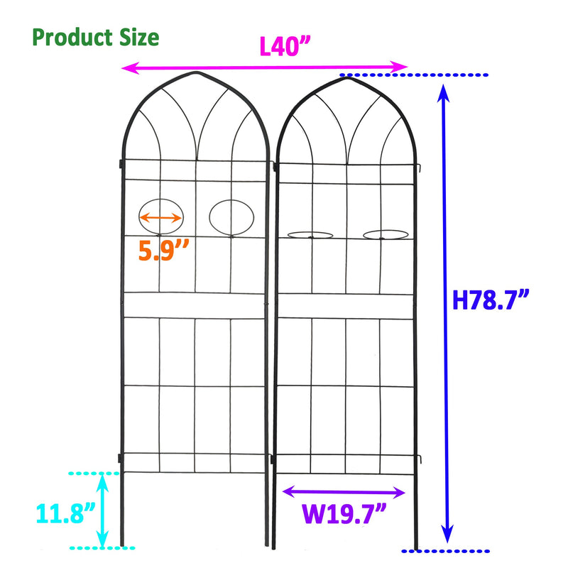 2 Pack Metal Garden Trellis 78.7" x 19.7", photo 2 of 10
