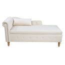 Beige Chaise Lounge Indoor - Velvet Lounge Chair for Bedroom