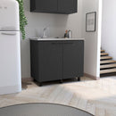 Napoles 2 Utility Sink with Cabinet, Stainless Steel Countertop, Interior Shelf - Wenge by HouseOfZazla
