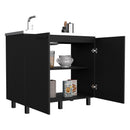 Napoles 2 Utility Sink with Cabinet, Stainless Steel Countertop, Interior Shelf - Wenge by HouseOfZazla