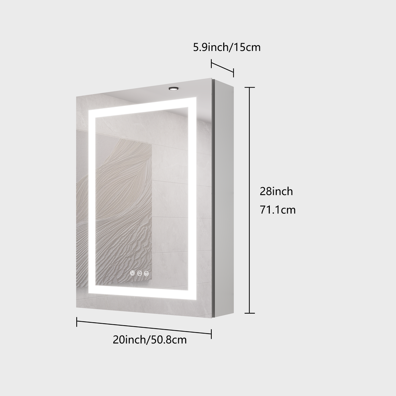 20 X 28 Inch Bathroom Medicine Cabinet with LED Mirror, photo 8 of 10