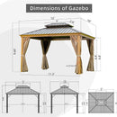 10'x12' Hardtop Gazebo with Wooden Coated Aluminum Frame and Double Steel Roof by HouseOfZazla