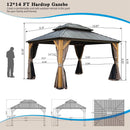12'x14' Hardtop Gazebo, Outdoor Cedar Wood Frame Canopy