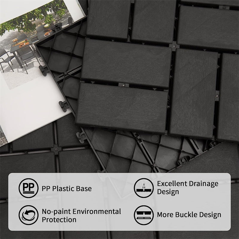 Patio Interlocking Deck Tiles, 12"x12" Square Composite Decking Tiles, photo 3 of 5