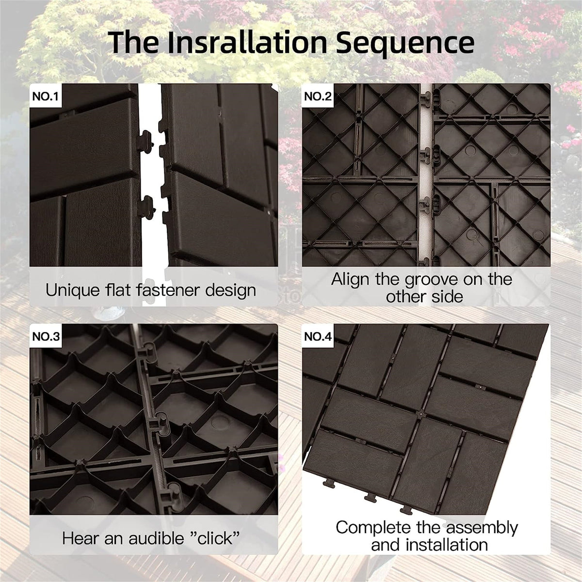 Patio Interlocking Deck Tiles - Brown (Pack of 9), photo 4 of 5