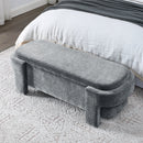 Chenille Upholstered Bench with Large Storage Space