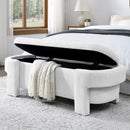 Linen Fabric Upholstered Bench with Large Storage Space