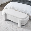 Linen Fabric Upholstered Bench with Large Storage Space