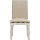 TREXM Set of 2 Dining Chairs - Wood Upholstered with Nailhead