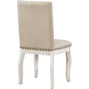 TREXM Set of 2 Dining Chairs - Wood Upholstered with Nailhead