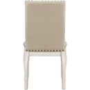 TREXM Set of 2 Dining Chairs - Wood Upholstered with Nailhead