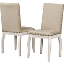 TREXM Set of 2 Dining Chairs - Wood Upholstered with Nailhead