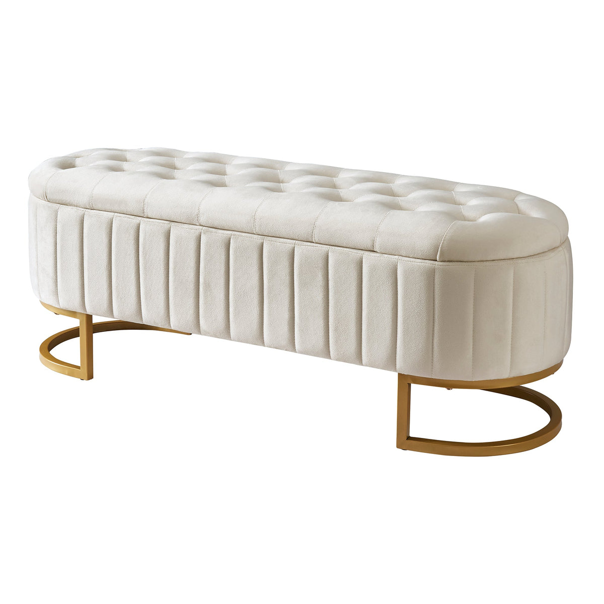 Elegant Upholstered Velvet Storage Ottoman, photo 8 of 10