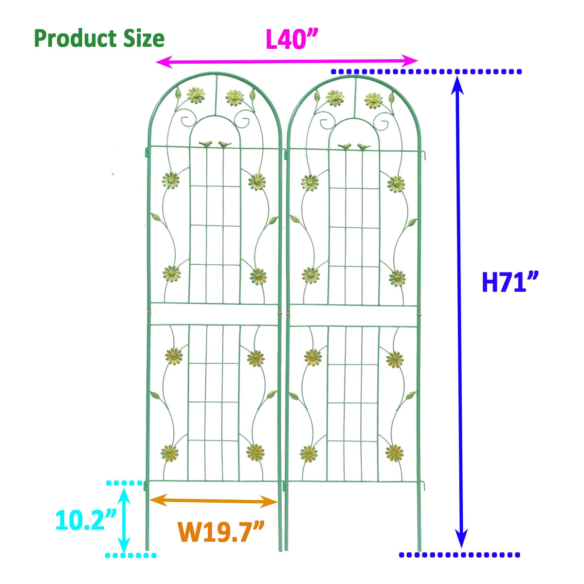 2 Pack Metal Garden Trellis 71" x 19.7", photo 4 of 10
