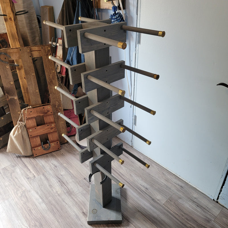 8 Cowboy Hat & 2 Boot Tree Rack | Hybrid Western Organizer | Rustic Wooden Hat & Boot Stand | Functional Entryway Display | Handcrafted in USA