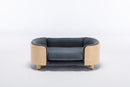 Scandinavian Style Elevated Dog Bed with Velvet Cushion