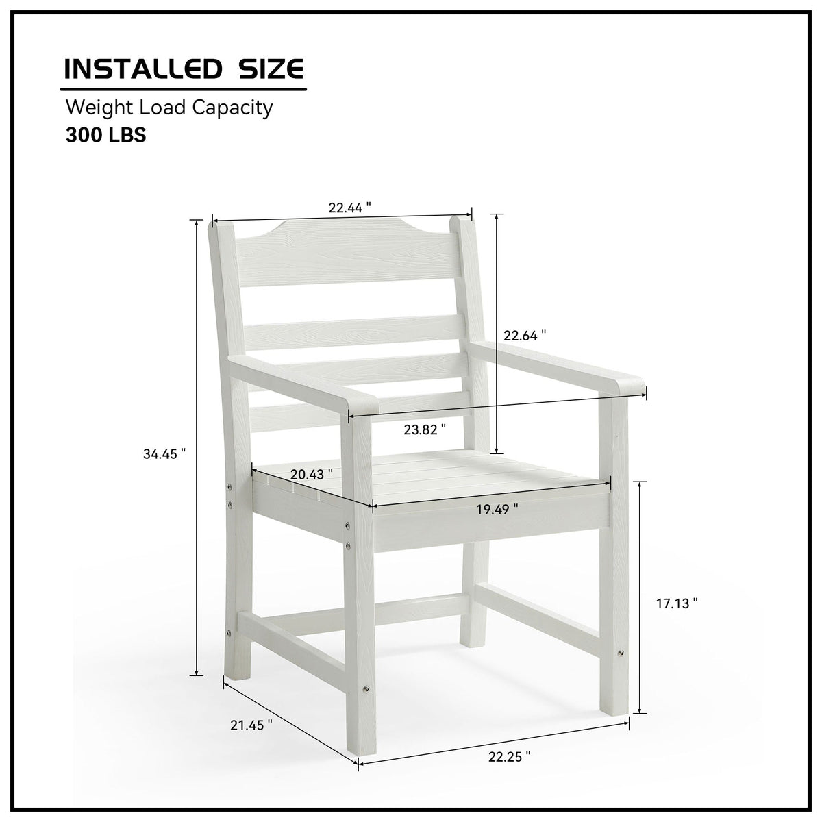 Patio Dining Chair with Armset Set of 2, Pure, photo 6 of 10