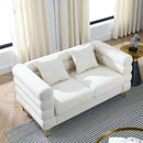60Inch Oversized 2 Seater Sectional Sofa, Living Room Comfort Fabric Sectional Sofa-Deep Seating Sectional Sofa, Soft Sitting with 2 Pillows for Living Room, Bedroom White teddy(Ivory)