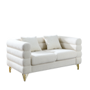 60Inch Oversized 2 Seater Sectional Sofa, Living Room Comfort Fabric Sectional Sofa-Deep Seating Sectional Sofa, Soft Sitting with 2 Pillows for Living Room, Bedroom White teddy(Ivory)