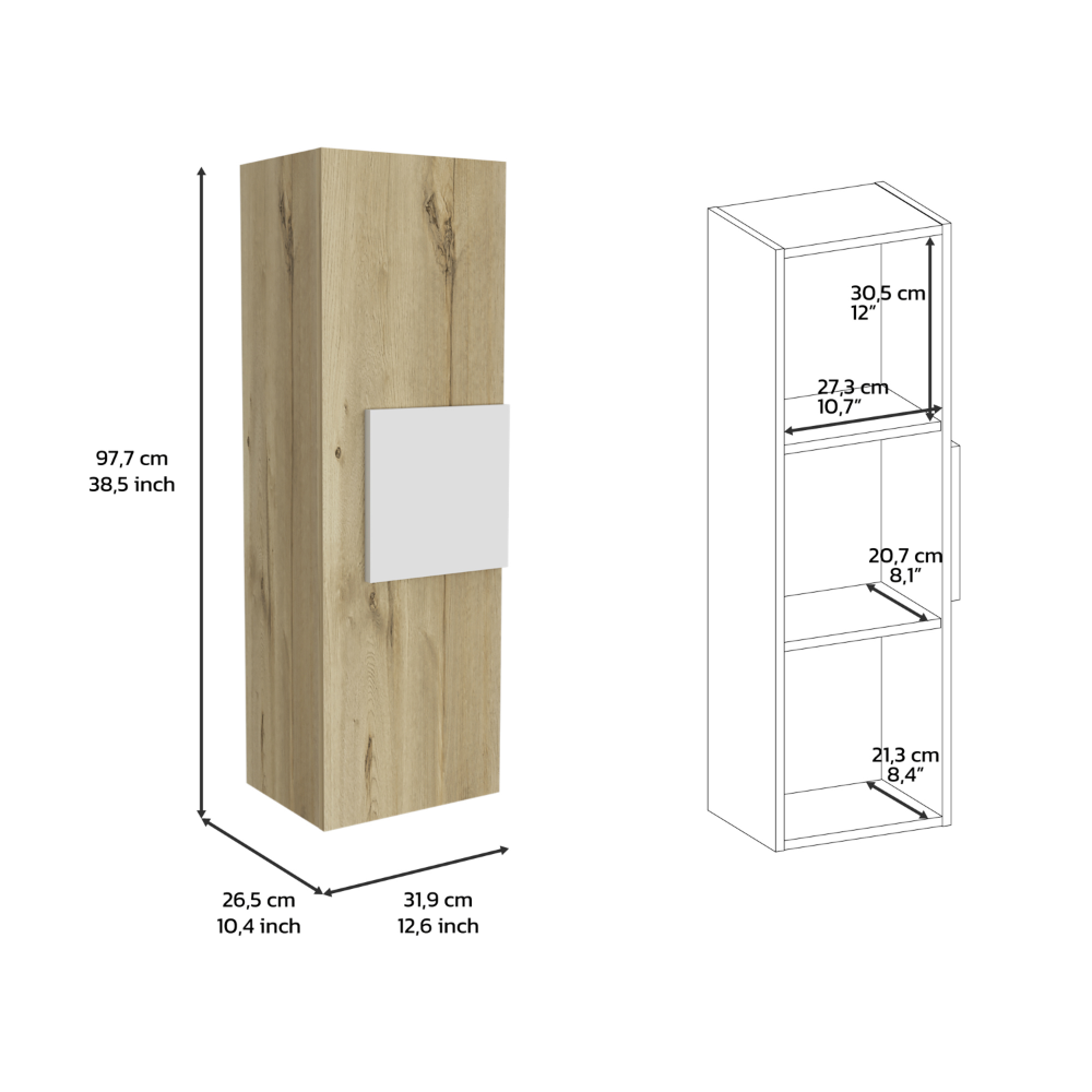 Medicine 38"H Single Door Cabinet, Three Shelves, Light, photo 9 of 10