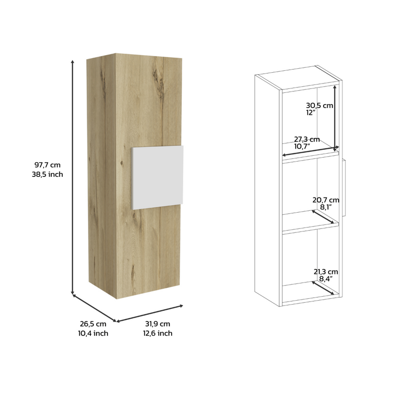 Medicine 38"H Single Door Cabinet, Three Shelves, Light, photo 9 of 10