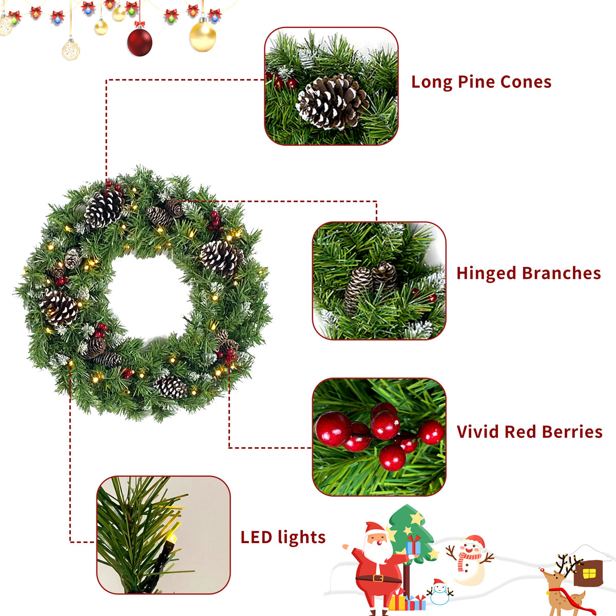 Pre-lit Xmas Tree Artificial Christmas 4-Piece Set, photo 8 of 10