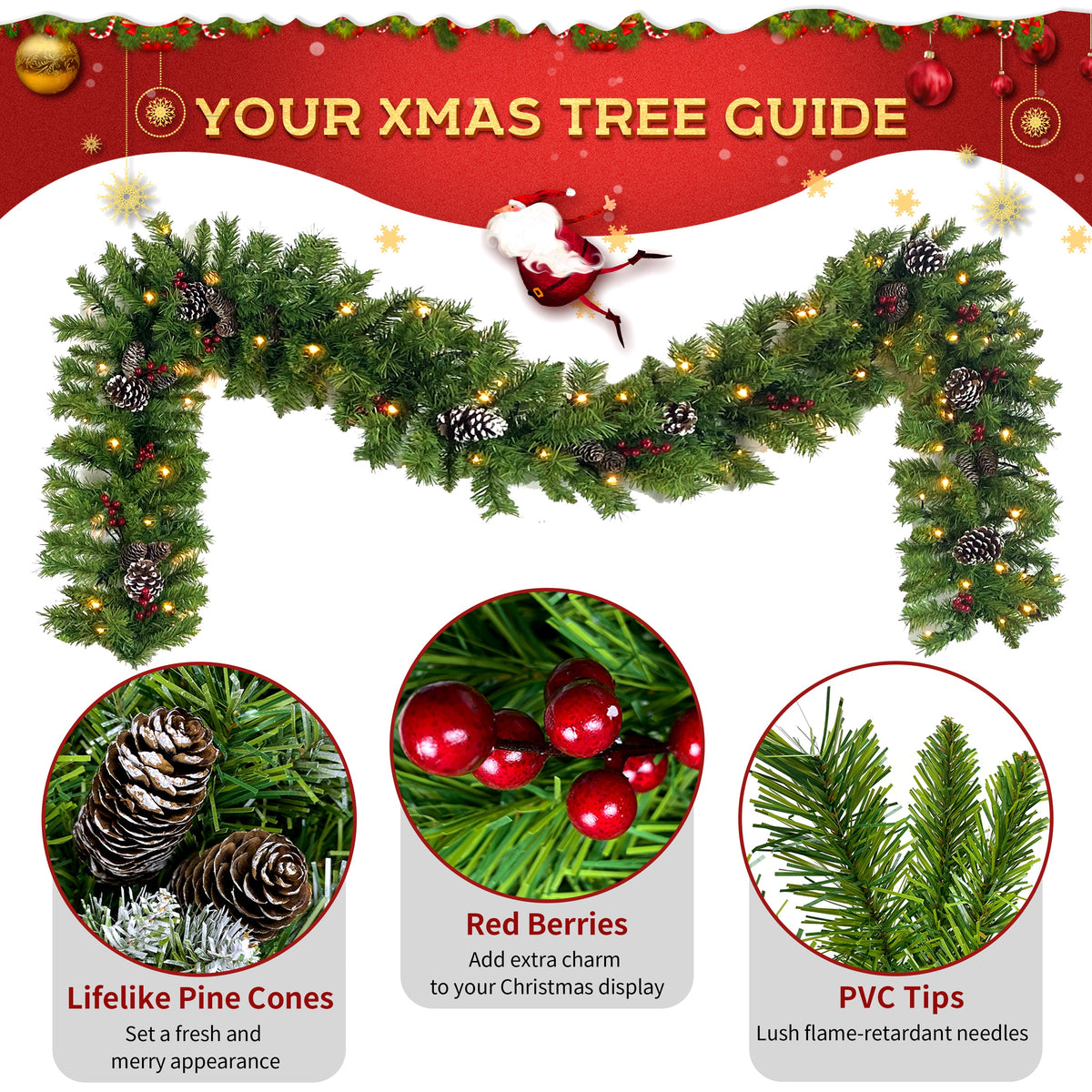 Pre-lit Xmas Tree Artificial Christmas 4-Piece Set, photo 6 of 10