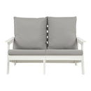 HIPS Loveseat with Cushion, Wood Grain Outdoor Garden Sofa
