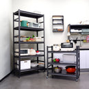 72"H Heavy Duty Storage Shelves Adjustable 5-Tier Metal Shelving Unit with Wheels for 1750LBS Load Kitchen, Garage, Pantry, and More