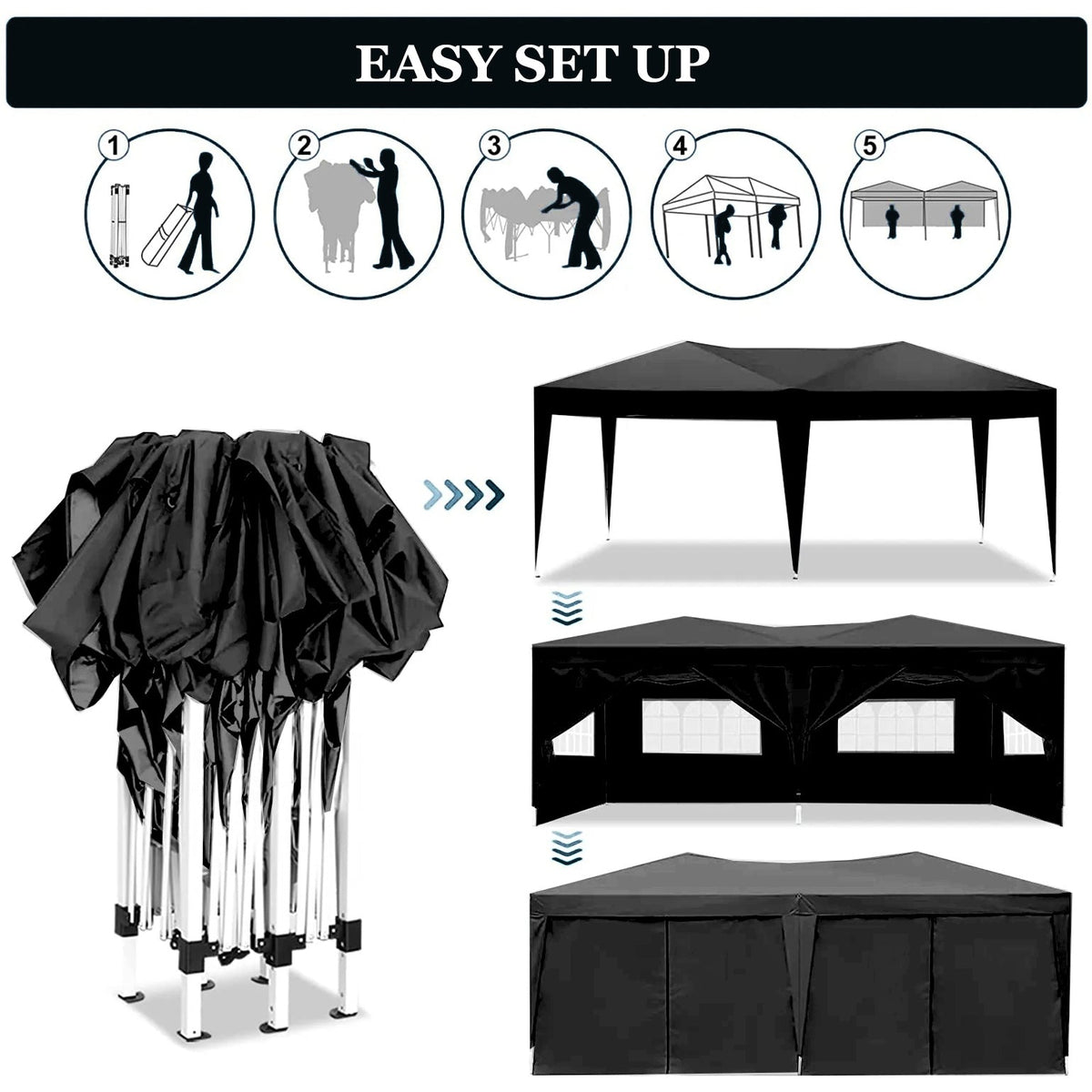 10'x20' EZ Pop Up Canopy Tent with Removable Sidewalls, photo 3 of 6